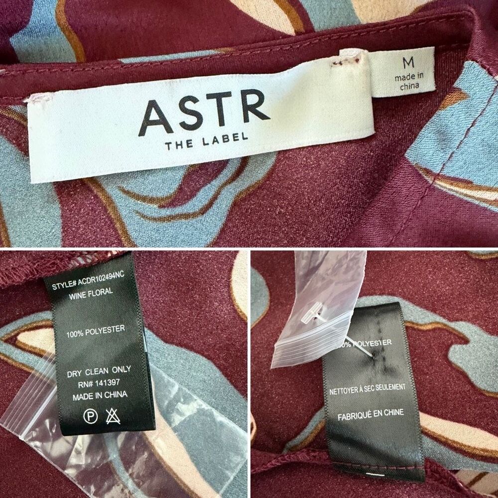 ASTR Elyse Satin Floral Midi Dress in Wine Floral Size M - Picture 9 of 12